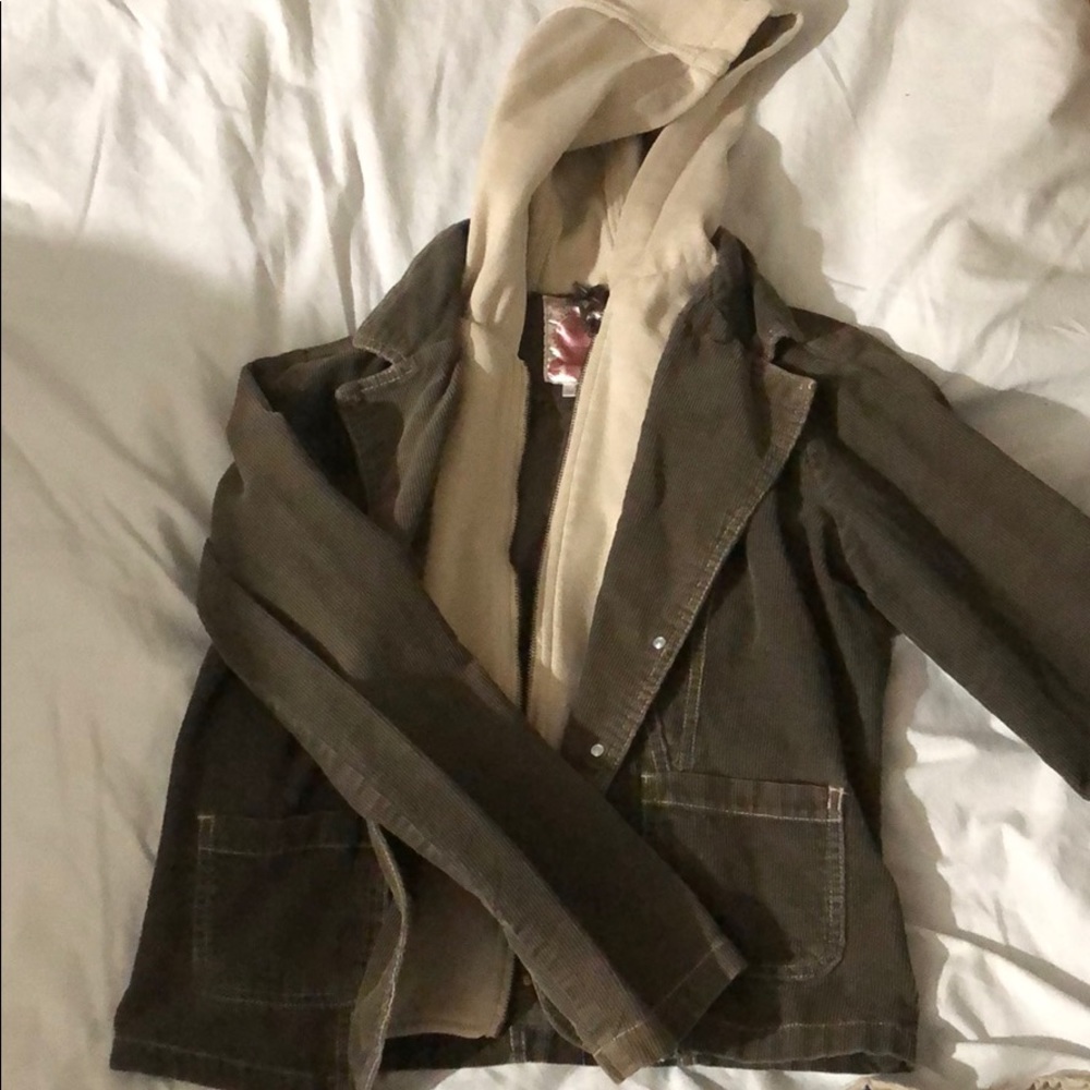 Olive green colored jean jacket